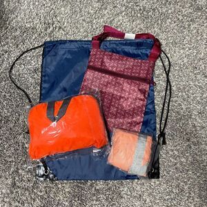 Packable bag lot of 4 - Backpack, Duffle bag, Passport bag, & Drawstring bkpk